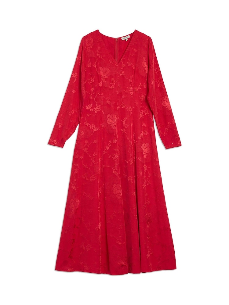 Albaray Red Jacquard Satin Midi Dress - Image 4 of 4