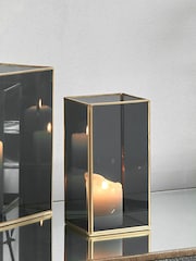 Pacific Lifestyle Brass Glass Panelled Square Candle Holder - Image 1 of 4
