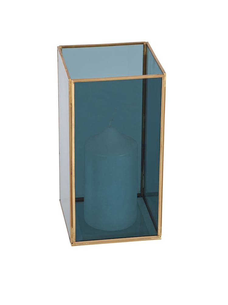 Pacific Lifestyle Brass Glass Panelled Square Candle Holder - Image 4 of 4