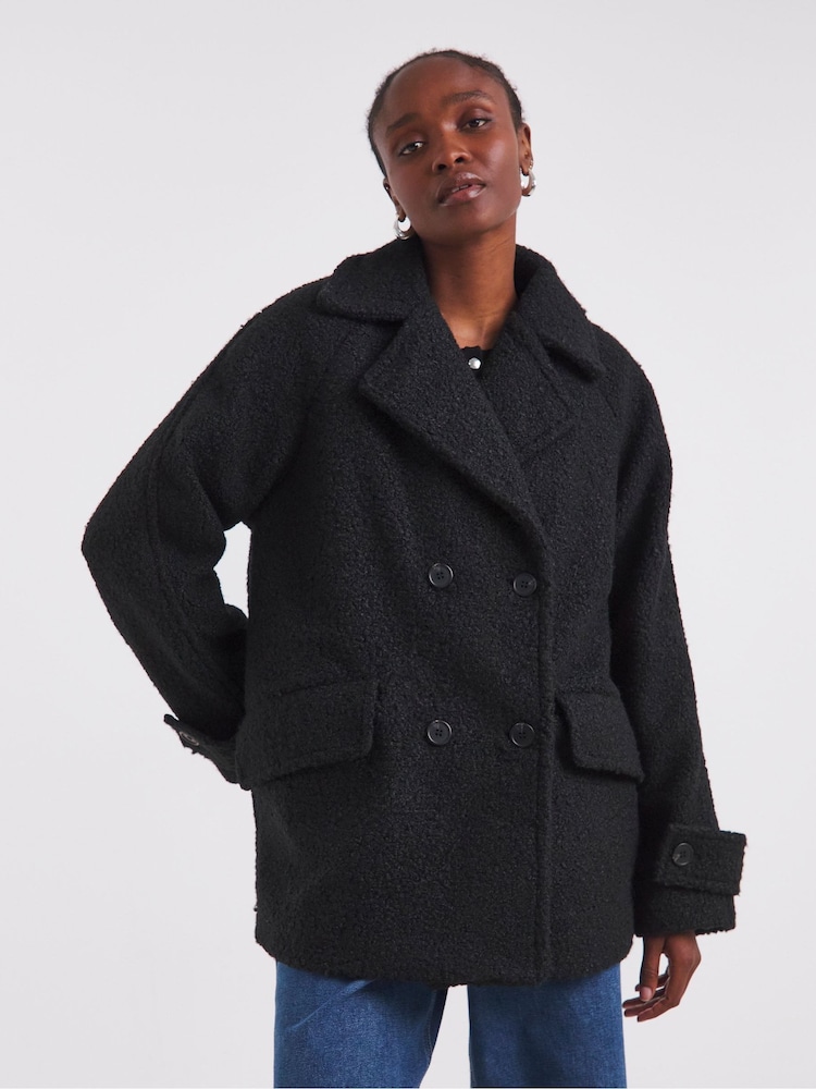 Simply Be Black Teddy Peacoat - Image 1 of 3 Simply Be Black Teddy Peacoat - Image 1 of 3