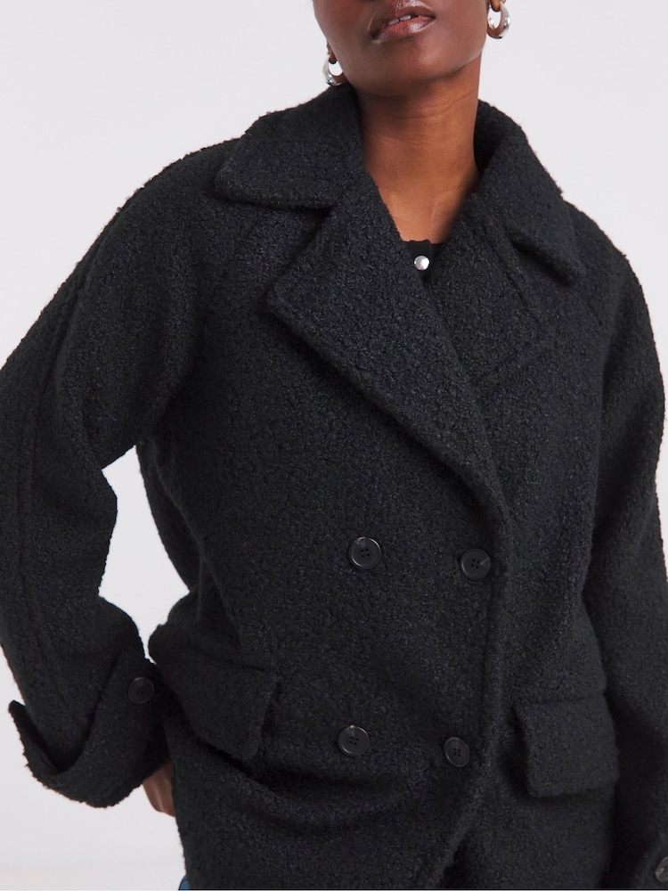Simply Be Black Teddy Peacoat - Image 3 of 3 Simply Be Black Teddy Peacoat - Image 3 of 3