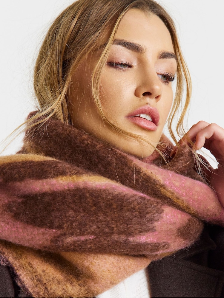 Simply Be Red Brushed Leopard Scarf - Image 3 of 3 Simply Be Red Brushed Leopard Scarf - Image 3 of 3