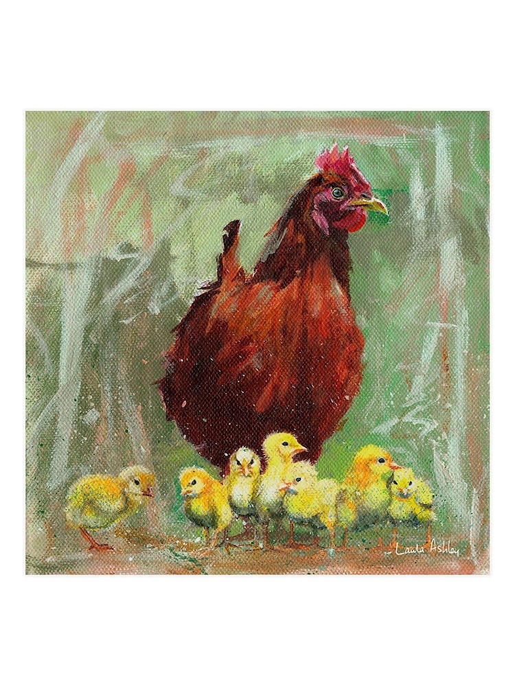 Laura Ashley Green Hen & Chicks 53 x 53 cm Wood Frame - Image 4 of 4