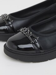 JD Williams Black Extra Wide Fit Low Wedge Ballerinas With Snaffle Trim - Image 4 of 4