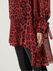 Star by Julien MacDonald Red Animal High Low Tunic - Image 4 of 5