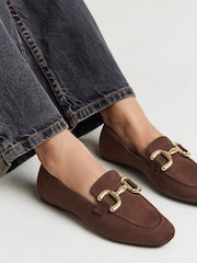 JD Williams Brown Extra Wide Fit Classic Loafer With Snaffle Trim - Image 1 of 4