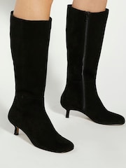 Dune London Black Searing Round Toe Knee High Boots - Image 1 of 6
