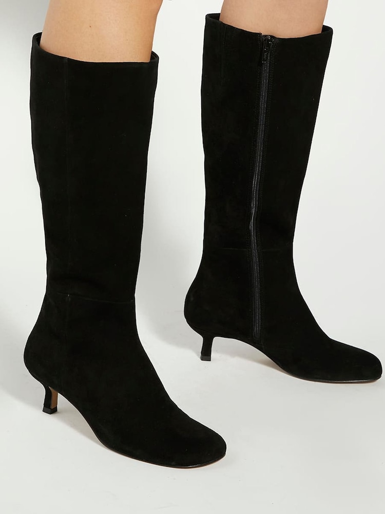 Dune London Black Searing Round Toe Knee High Boots - Image 1 of 6 Dune London Black Searing Round Toe Knee High Boots - Image 1 of 6