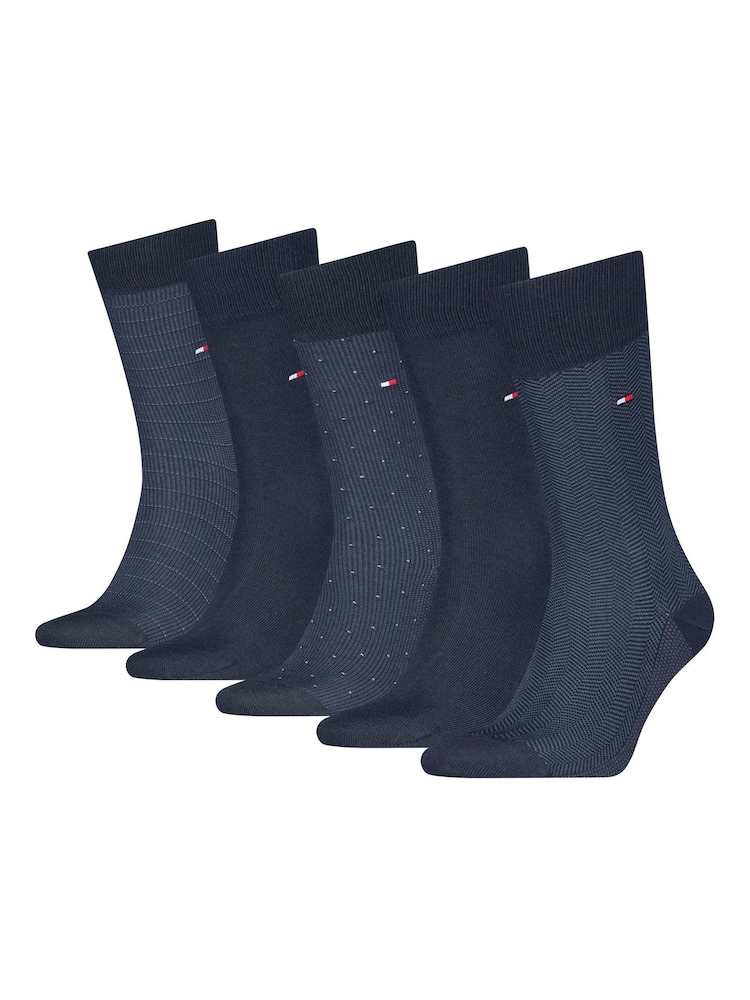 Tommy Hilfiger Blue Classic Socks 5 Pack Gift Box - Image 1 of 2 Tommy Hilfiger Blue Classic Socks 5 Pack Gift Box - Image 1 of 2