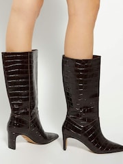 Dune London Red Olette Set Back Heel High Leg Boots - Image 1 of 6