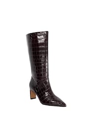 Dune London Red Olette Set Back Heel High Leg Boots - Image 2 of 6