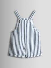 JoJo Maman Bébé Blue Ticking Stripe Short Dungaree - Image 2 of 3