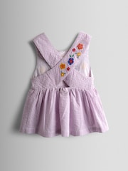 JoJo Maman Bébé Lilac Purple Butterfly Cross Back Embroidered Top & Short Set - Image 3 of 7