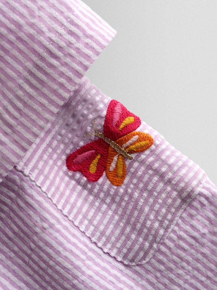 JoJo Maman Bébé Lilac Purple Butterfly Cross Back Embroidered Top & Short Set - Image 7 of 7