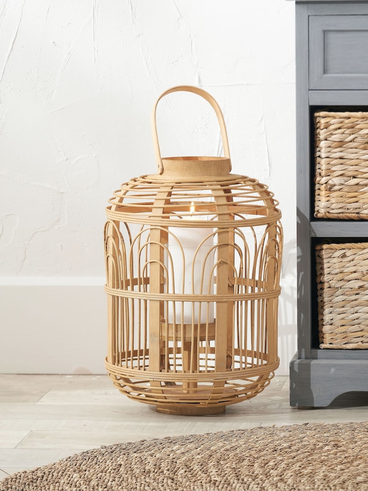 Pacific Natural Wood and Glass Candle Holder - Image 1 of 6