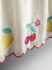 JoJo Maman Bébé White Fruit Applique V back Frill Dress - Image 4 of 4