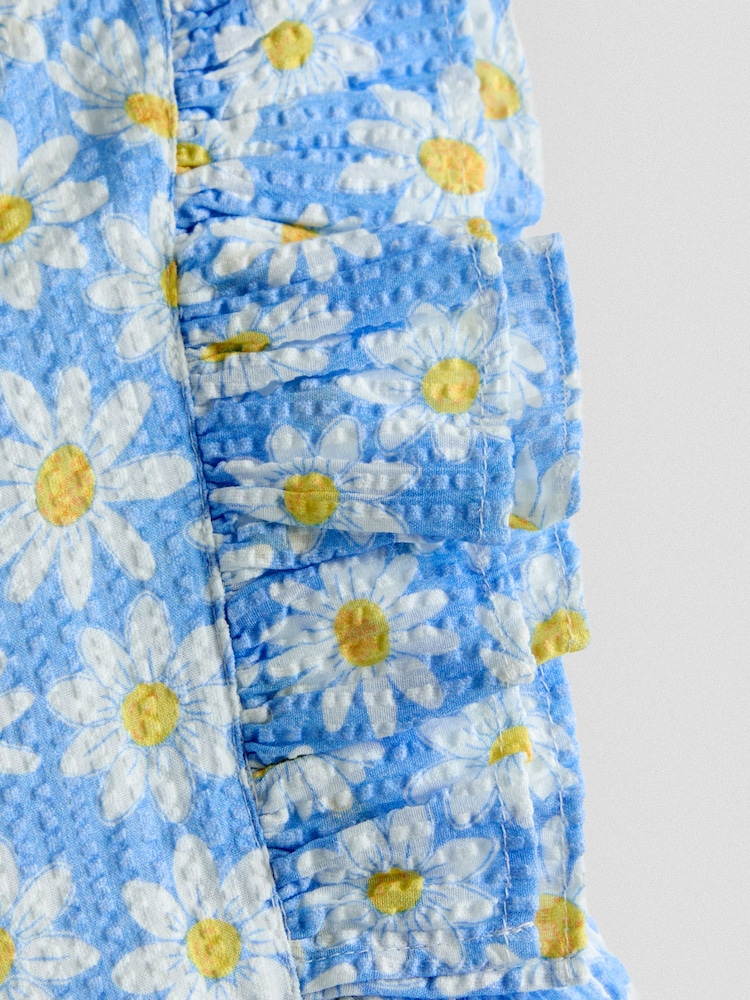 JoJo Maman Bébé Blue Gingham Strawberry Square Neck Top & Trouser Set - Image 7 of 7