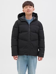 JACK & JONES JUNIOR Hooded Puffer Black Jacket - Image 1 of 6