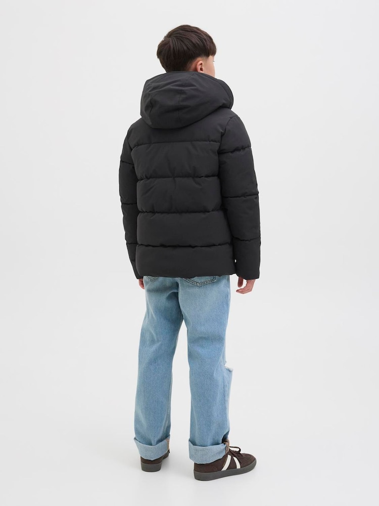 JACK & JONES JUNIOR Hooded Puffer Black Jacket - Image 2 of 6