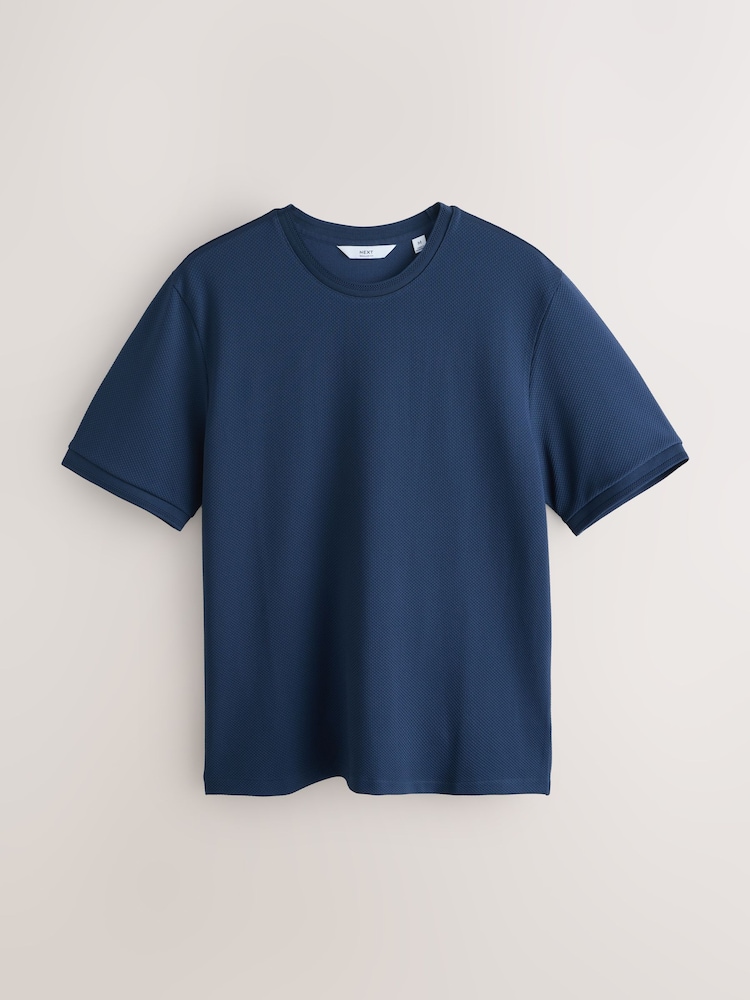 Navy Blue Textured T-Shirt - Image 1 of 3