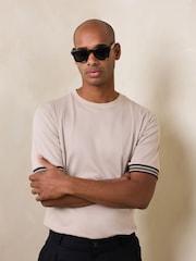 Stone N.Premium Smart Contrast Cuff Regular Fit T-Shirt - Image 1 of 7