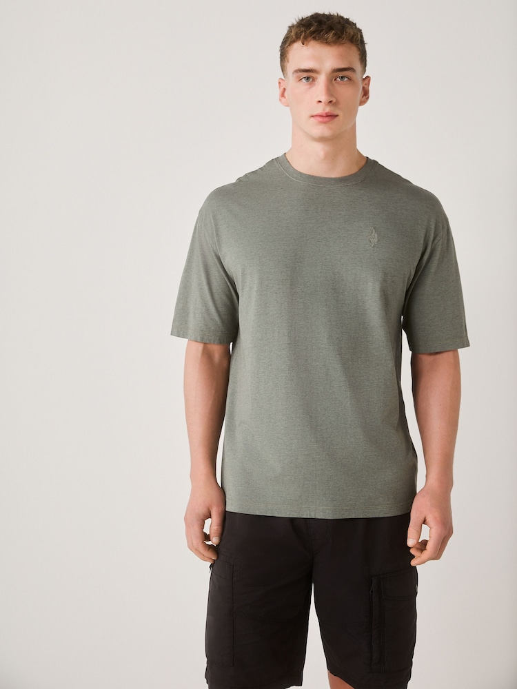 Green Marl Relaxed Fit Lightweight Garment Dyed T-Shirt - Image 1 of 7