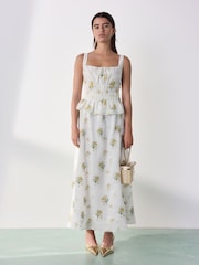 Neutral Floral Tabitha Simmons X Next Layered Maxi Skirt - Image 1 of 12