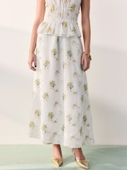 Neutral Floral Tabitha Simmons X Next Layered Maxi Skirt - Image 6 of 12