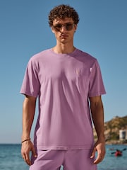 Pink Regular Fit Lightweight Garment Dyed T-Shirt - Image 1 of 7