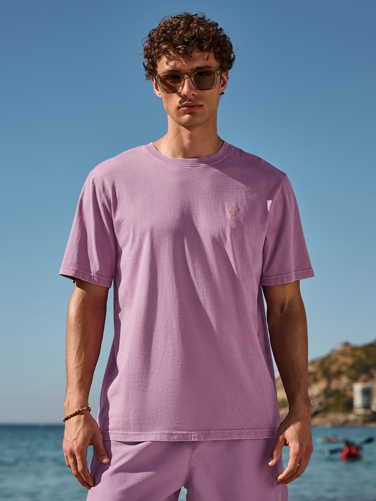 Pink Regular Fit Lightweight Garment Dyed T-Shirt - Image 1 of 7