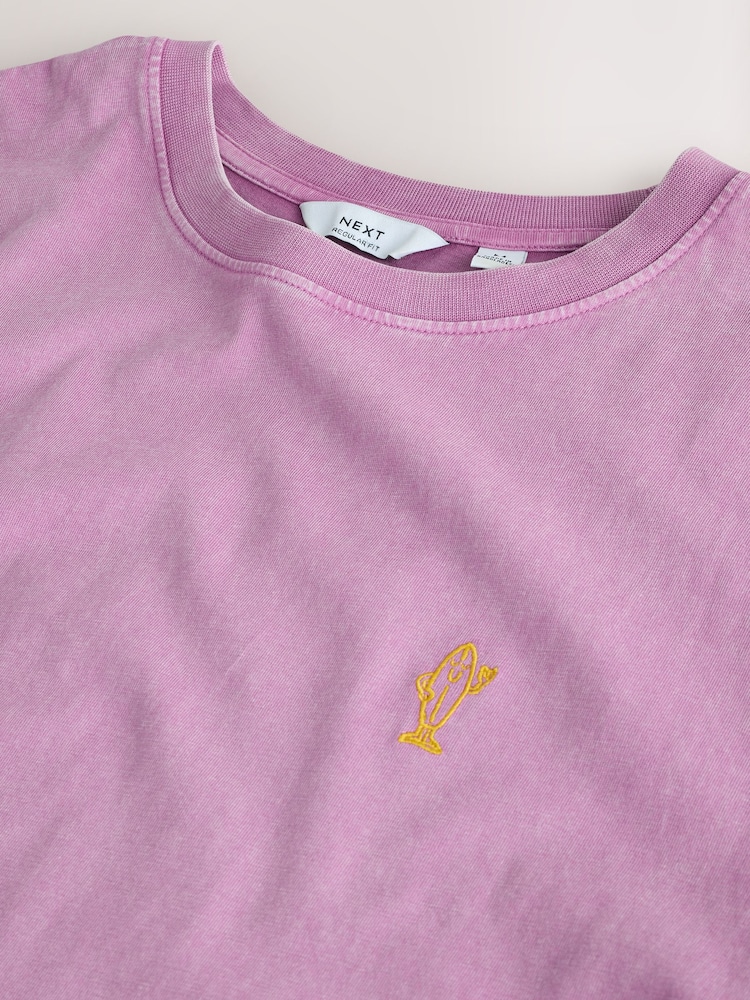 Pink Regular Fit Lightweight Garment Dyed T-Shirt - Image 7 of 7