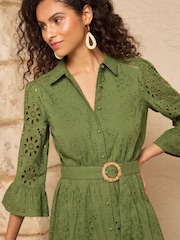 Love & Roses Broderie Belt Shirt Midi Dress - Bild 2 von 4