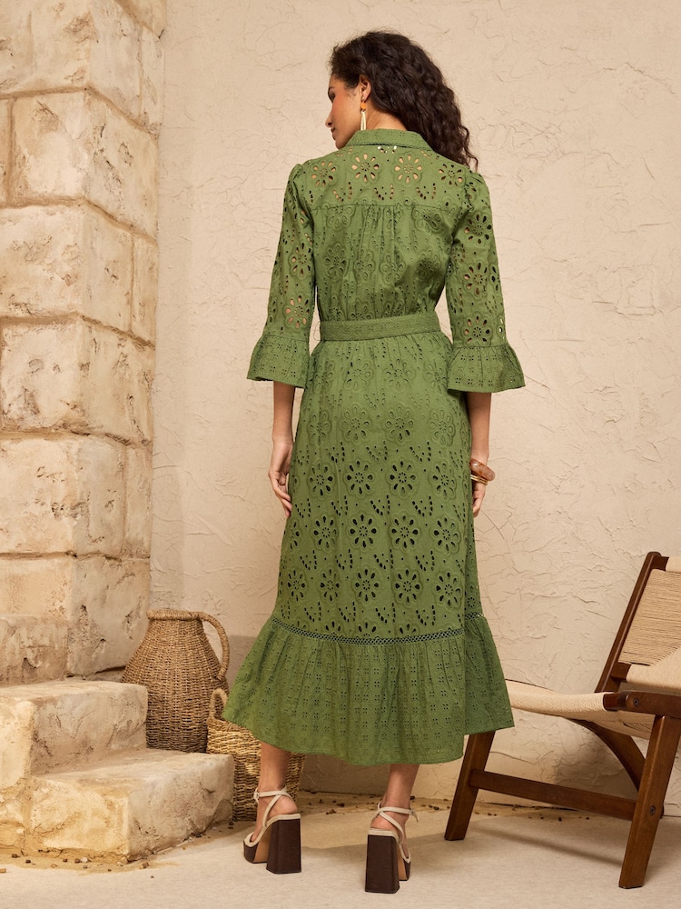 Love & Roses Broderie Belt Shirt Midi Dress - Bild 4 von 4