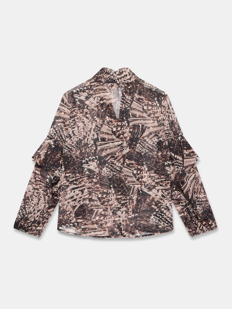 Mint Velvet Brown Feather Print Blouse - Image 8 of 8