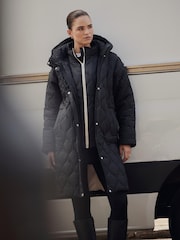 Mint Velvet Black Double Layer Quilted Coat - Image 4 of 8
