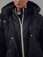 Mint Velvet Black Double Layer Quilted Coat - Image 5 of 8