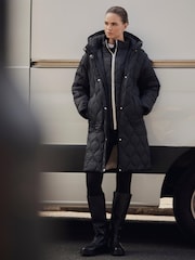 Mint Velvet Black Double Layer Quilted Coat - Image 6 of 8