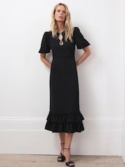Mint Velvet Black Diamante Trim Midi Dress - Image 1 of 8