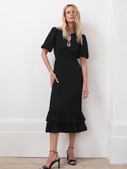 Mint Velvet Black Diamante Trim Midi Dress - Image 5 of 8