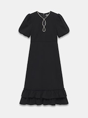 Mint Velvet Black Diamante Trim Midi Dress - Image 7 of 8