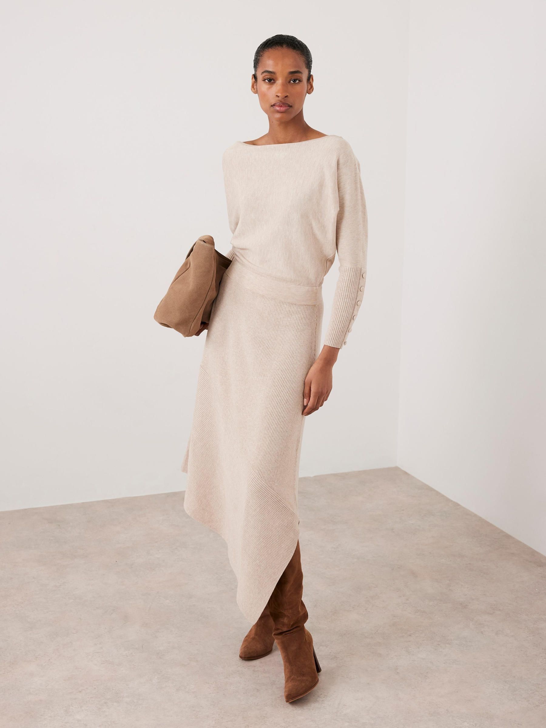 Buy Mint Velvet Natural Batwing Asymmetric Midi Dress from the
