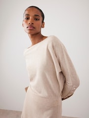 Mint Velvet Natural Batwing Asymmetric Midi Dress - Image 2 of 7