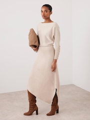 Mint Velvet Natural Batwing Asymmetric Midi Dress - Image 3 of 7