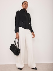 Mint Velvet Black Cotton Blend Ribbed Jacket - Image 3 of 7