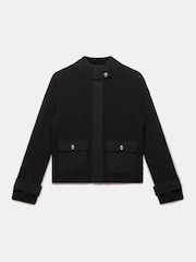 Mint Velvet Black Cotton Blend Ribbed Jacket - Image 6 of 7