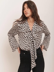 Mint Velvet Black Lip Print Bow Blouse - Image 2 of 8