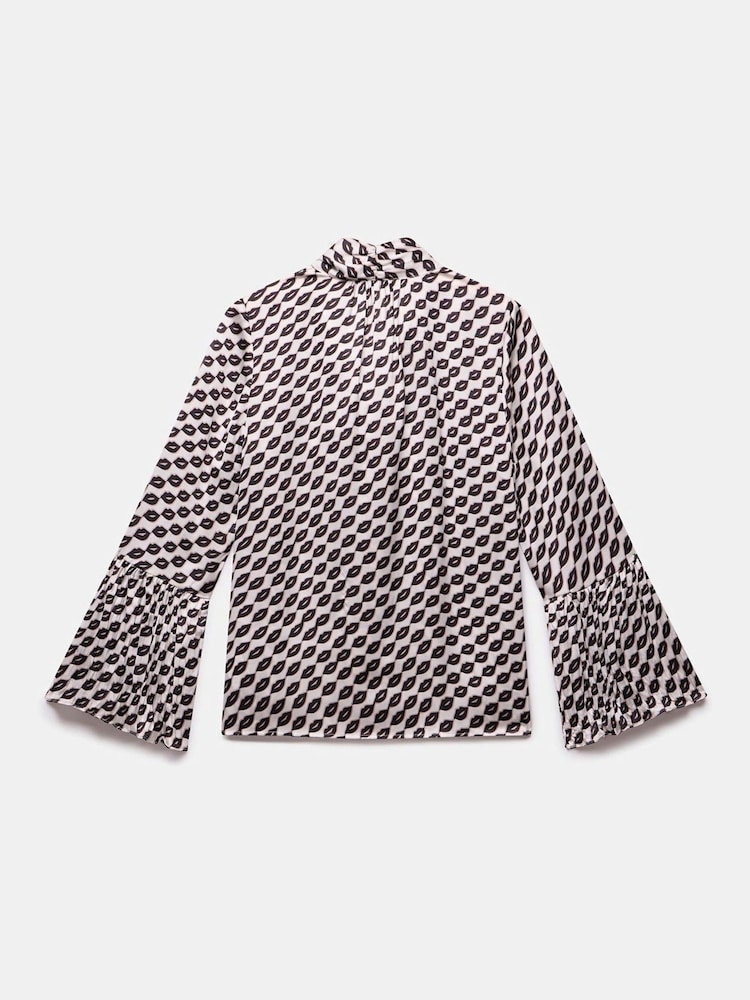 Mint Velvet Black Lip Print Bow Blouse - Image 8 of 8