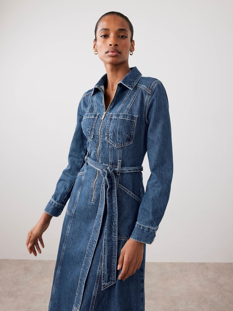 long sleeve denim button up dress AKOEE 2025 Denim Long Sleeve Dress for Women Button Up Collar Shirt Jean Dress with Pockets Loose Comfy Stretch Denim Tops (X-Large, Light Blue),