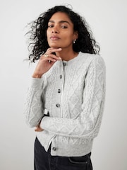 Mint Velvet Grey Cable Knit Wool Blend Cardigan - Image 2 of 8