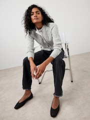 Mint Velvet Grey Cable Knit Wool Blend Cardigan - Image 3 of 8